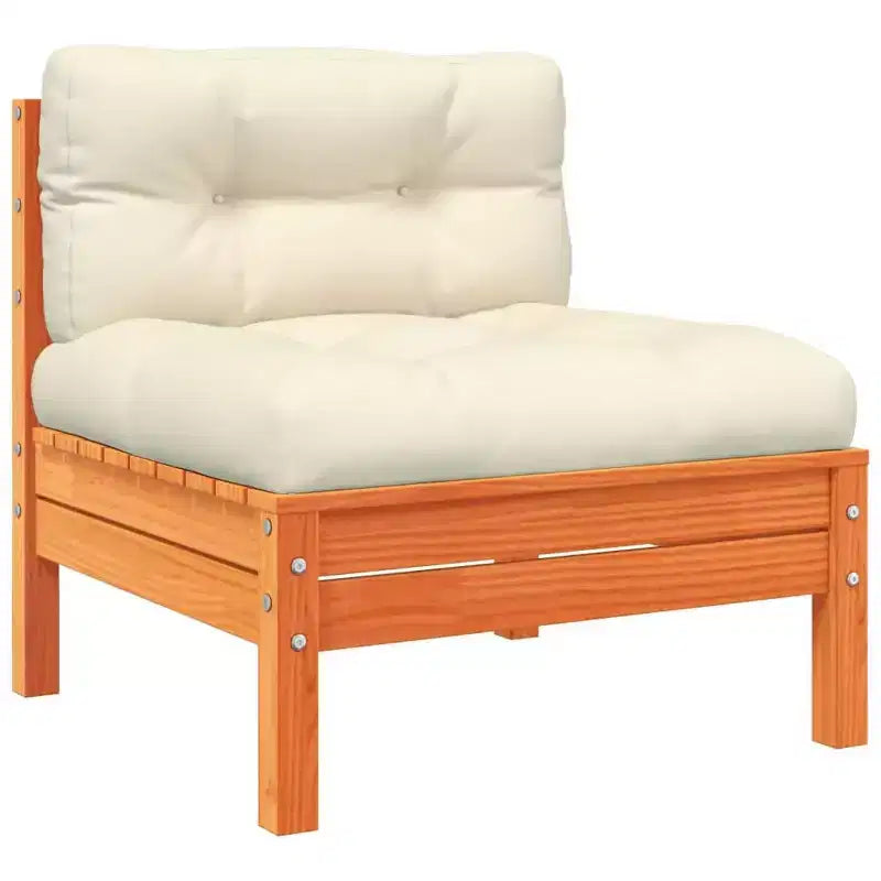 vidaXL Garden Sofa Set Wax brown Solid pine wood, Oxford fabric Large