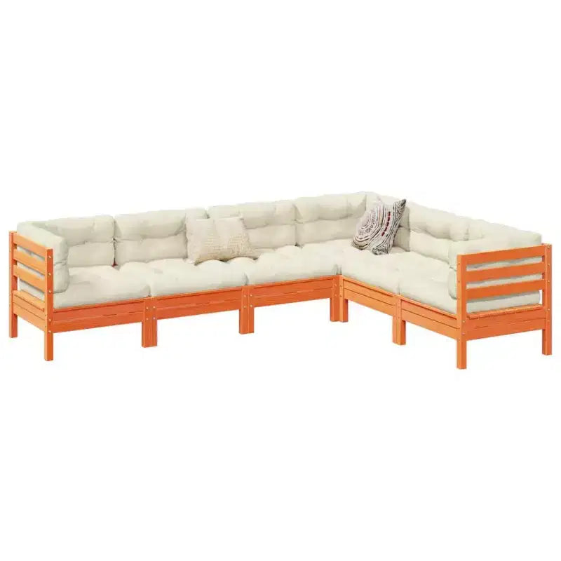 vidaXL Patio Sofa Set Wax brown Solid pine wood Large Modular