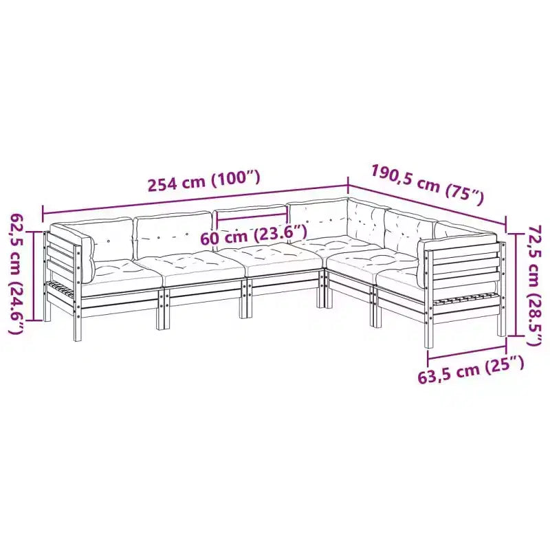 vidaXL Patio Sofa Set Wax brown Solid pine wood Large Modular