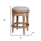 HomeRoots 26 Beige And Natural Solid Wood Swivel Backless Counter Height Bar Chair