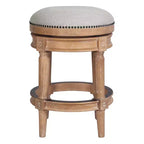 HomeRoots 26 Beige And Natural Solid Wood Swivel Backless Counter Height Bar Chair