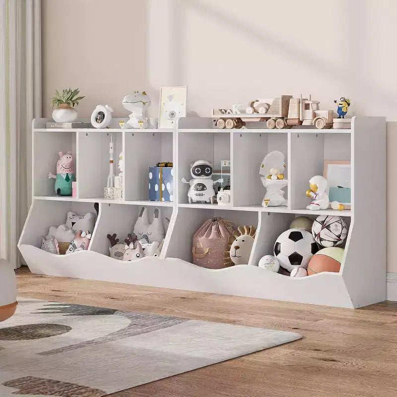 COZONY 2 Pieces Kids Toy Organizer and Bookshelf Set, Multi-Shelf Cubby Storage Cabinet for Toys and Books, Perfect for Playroom, Bedroom, Nursery
