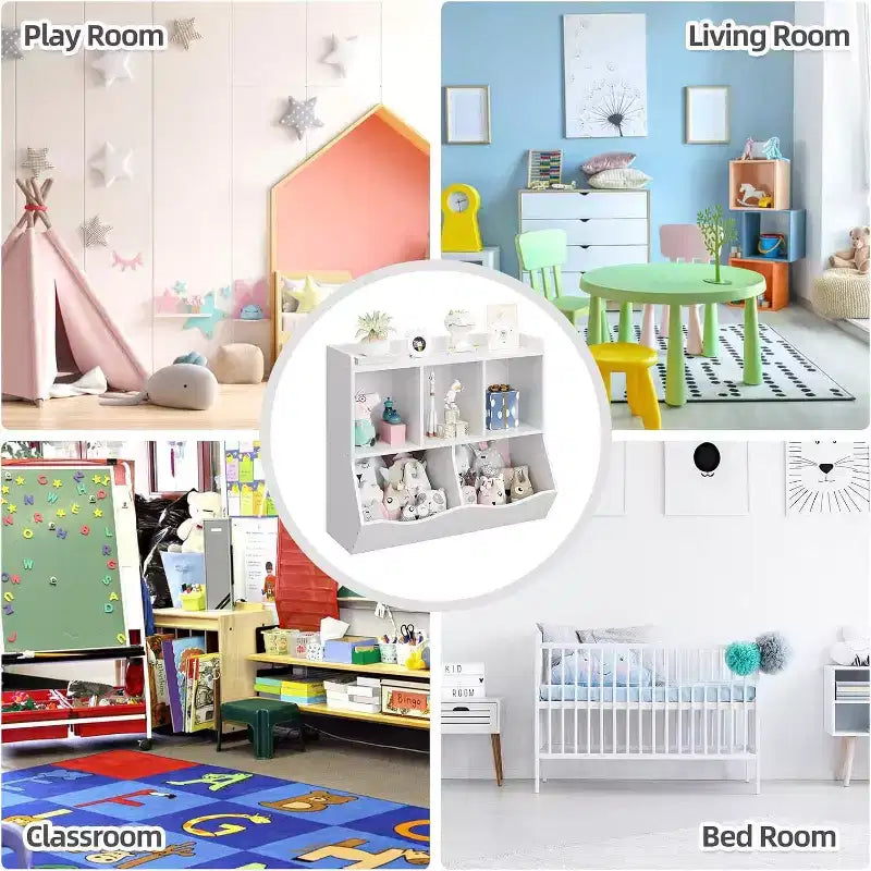 COZONY Ensemble de 2 organiseurs de jouets et étagères pour enfants, meuble de rangement multi-étagères pour jouets et livres, parfait pour salle de jeux, chambre d'enfant, crèche
