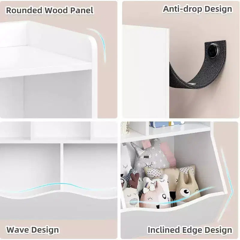 COZONY Ensemble de 2 organiseurs de jouets et étagères pour enfants, meuble de rangement multi-étagères pour jouets et livres, parfait pour salle de jeux, chambre d'enfant, crèche