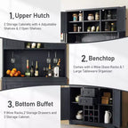 Meuble de bar à café de ferme, meuble de rangement pour le vin avec tiroirs et étagères, buffet de service pour le vin et les verres pour la salle à manger, la cuisine