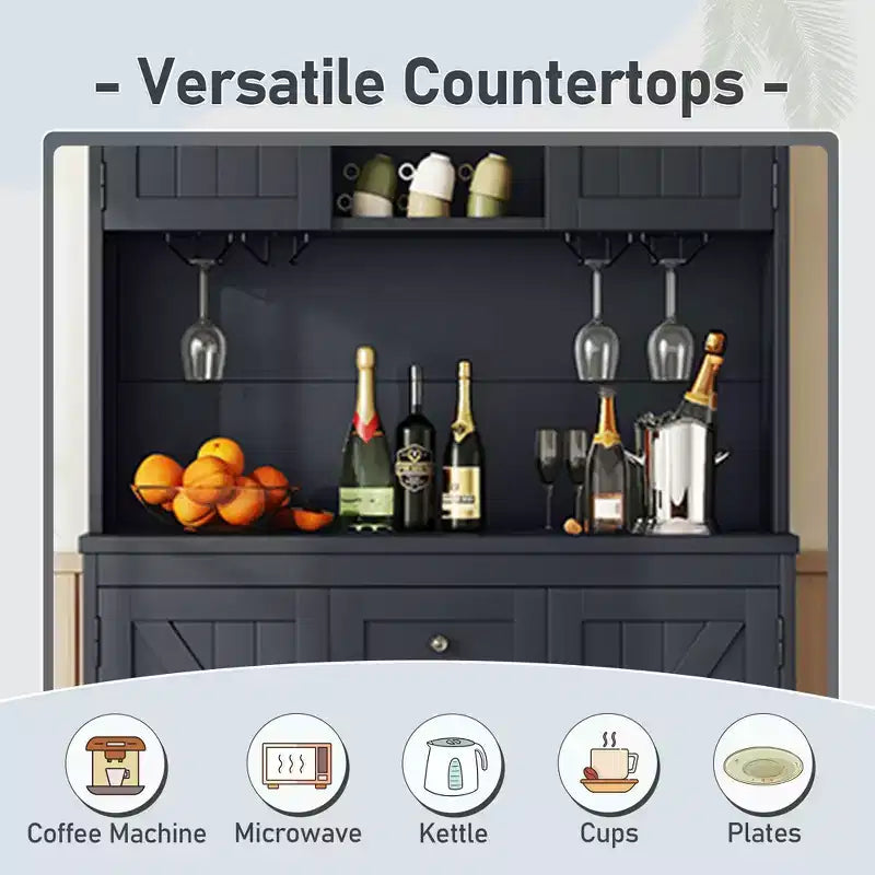 Meuble de bar à café de ferme, meuble de rangement pour le vin avec tiroirs et étagères, buffet de service pour le vin et les verres pour la salle à manger, la cuisine