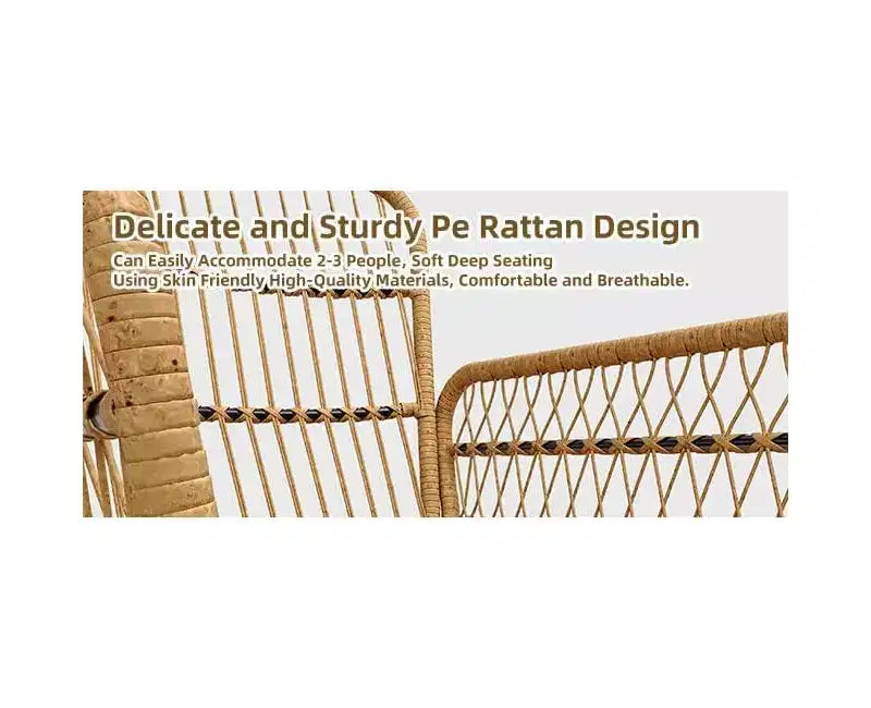 3-Piece PE Rattan Patio Furniture Set Outdoor, Waterproof UV-Resistant Wicker Chairs & Coffee Table, Cushioned Conversation Set for Garden, Balcony