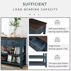 Okak 50IN Retro Console Table with 3 Drawers, Entryway Table with Wood Frame and Legs, Hallway Table with Two Shelves for Living Room, Foyer