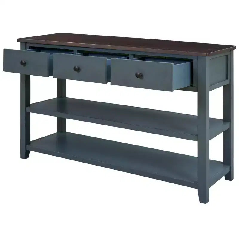 Okak 50IN Retro Console Table with 3 Drawers, Entryway Table with Wood Frame and Legs, Hallway Table with Two Shelves for Living Room, Foyer