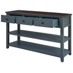 Okak 50IN Retro Console Table with 3 Drawers, Entryway Table with Wood Frame and Legs, Hallway Table with Two Shelves for Living Room, Foyer