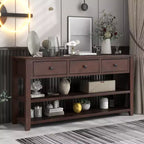 Okak 50IN Retro Console Table with 3 Drawers, Entryway Table with Wood Frame and Legs, Hallway Table with Two Shelves for Living Room, Foyer