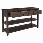 Okak 50IN Retro Console Table with 3 Drawers, Entryway Table with Wood Frame and Legs, Hallway Table with Two Shelves for Living Room, Foyer