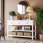 Okak 50IN Retro Console Table with 3 Drawers, Entryway Table with Wood Frame and Legs, Hallway Table with Two Shelves for Living Room, Foyer