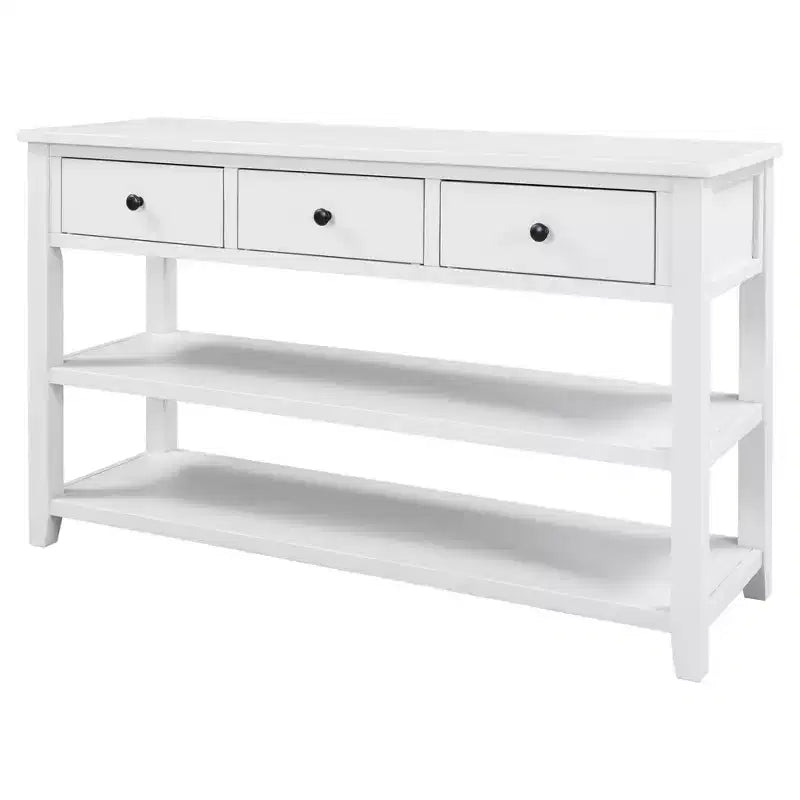 Okak 50IN Retro Console Table with 3 Drawers, Entryway Table with Wood Frame and Legs, Hallway Table with Two Shelves for Living Room, Foyer