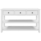 Okak 50IN Retro Console Table with 3 Drawers, Entryway Table with Wood Frame and Legs, Hallway Table with Two Shelves for Living Room, Foyer