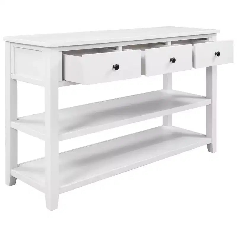 Okak 50IN Retro Console Table with 3 Drawers, Entryway Table with Wood Frame and Legs, Hallway Table with Two Shelves for Living Room, Foyer
