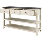 Okak 50IN Retro Console Table with 3 Drawers, Entryway Table with Wood Frame and Legs, Hallway Table with Two Shelves for Living Room, Foyer