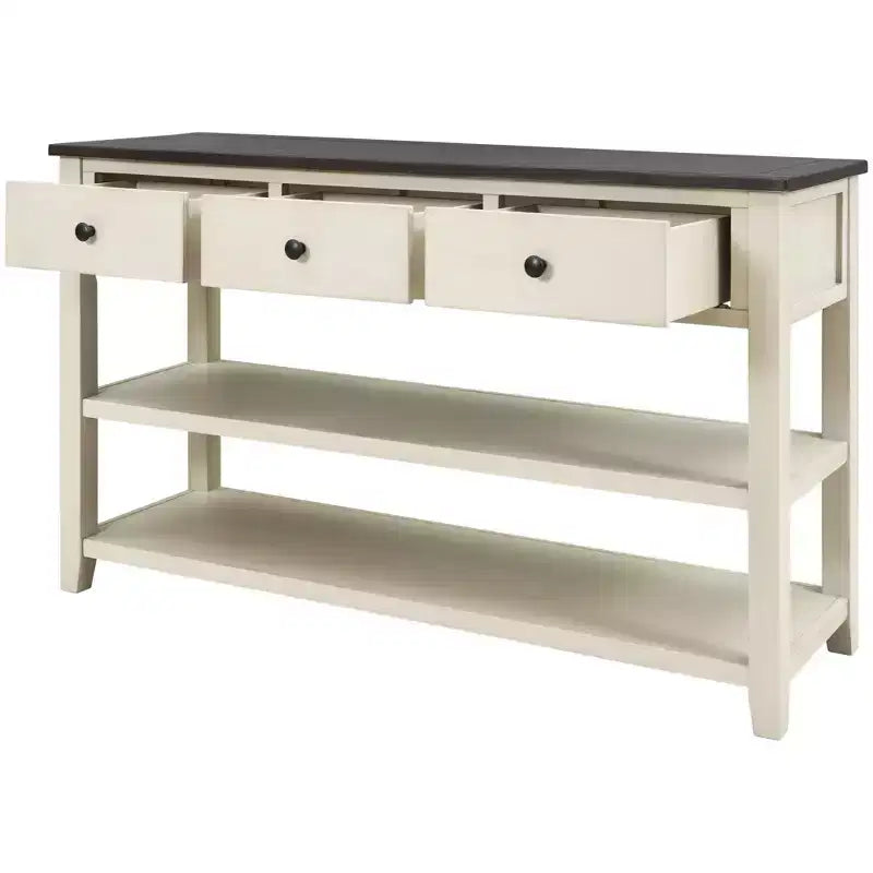Okak 50IN Retro Console Table with 3 Drawers, Entryway Table with Wood Frame and Legs, Hallway Table with Two Shelves for Living Room, Foyer