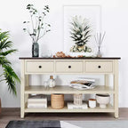 Okak 50IN Retro Console Table with 3 Drawers, Entryway Table with Wood Frame and Legs, Hallway Table with Two Shelves for Living Room, Foyer