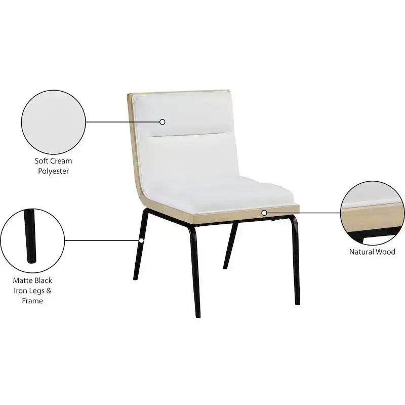 Meridian Furniture, Chaises de salle à manger Viceroy en tissu, ensemble de 2