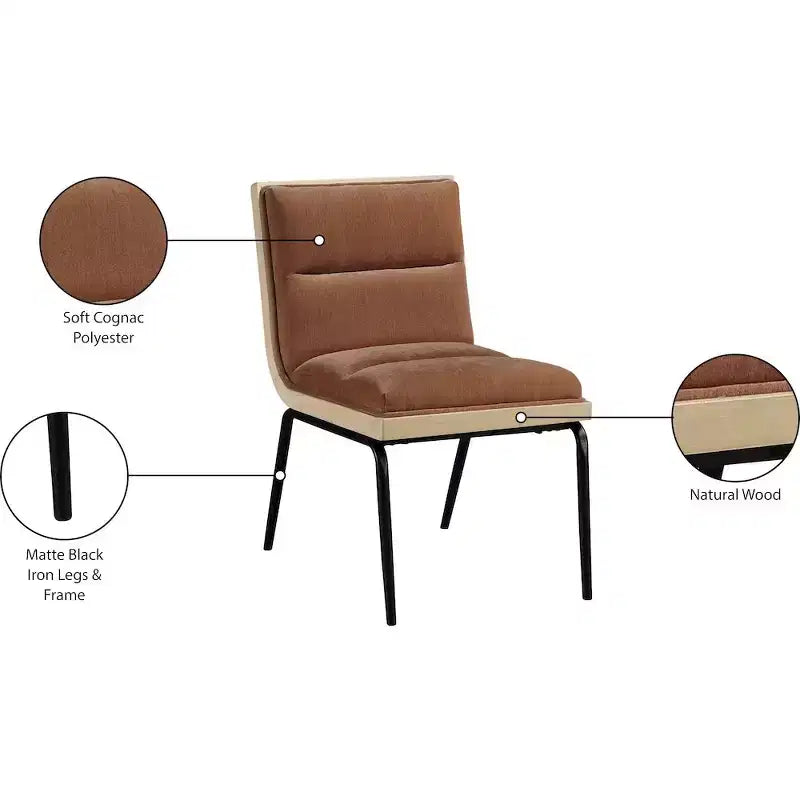 Meridian Furniture, Chaises de salle à manger Viceroy en tissu, ensemble de 2