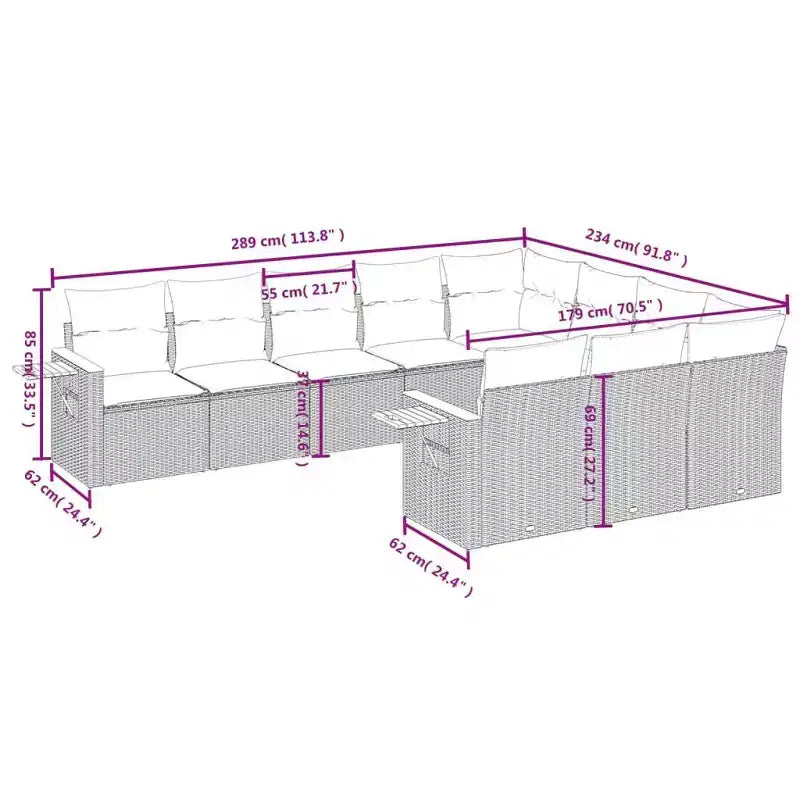 vidaXL Garden Sofa Set Grey