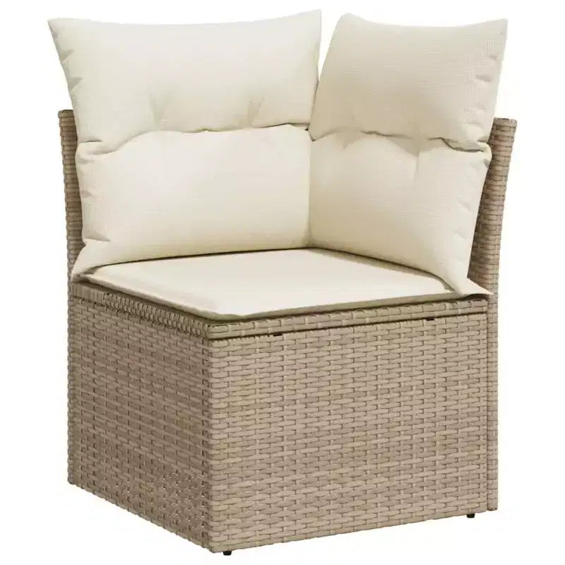 vidaXL Garden Sofa Set Beige PE wicker, Powder-Coated Steel, Polyester