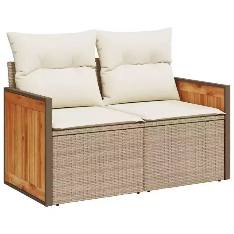 vidaXL Garden Sofa Set Beige PE wicker, Powder-Coated Steel, Polyester
