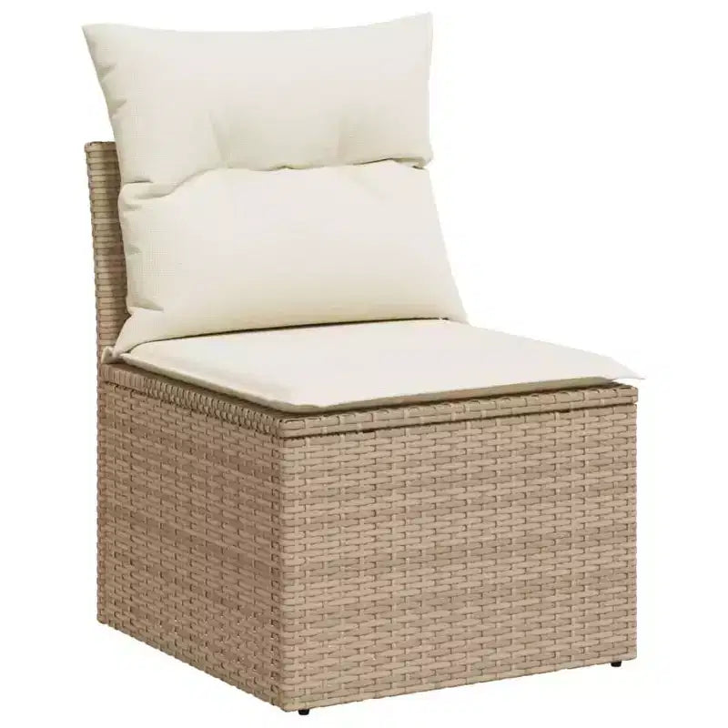 vidaXL Garden Sofa Set Beige PE wicker, Powder-Coated Steel, Polyester