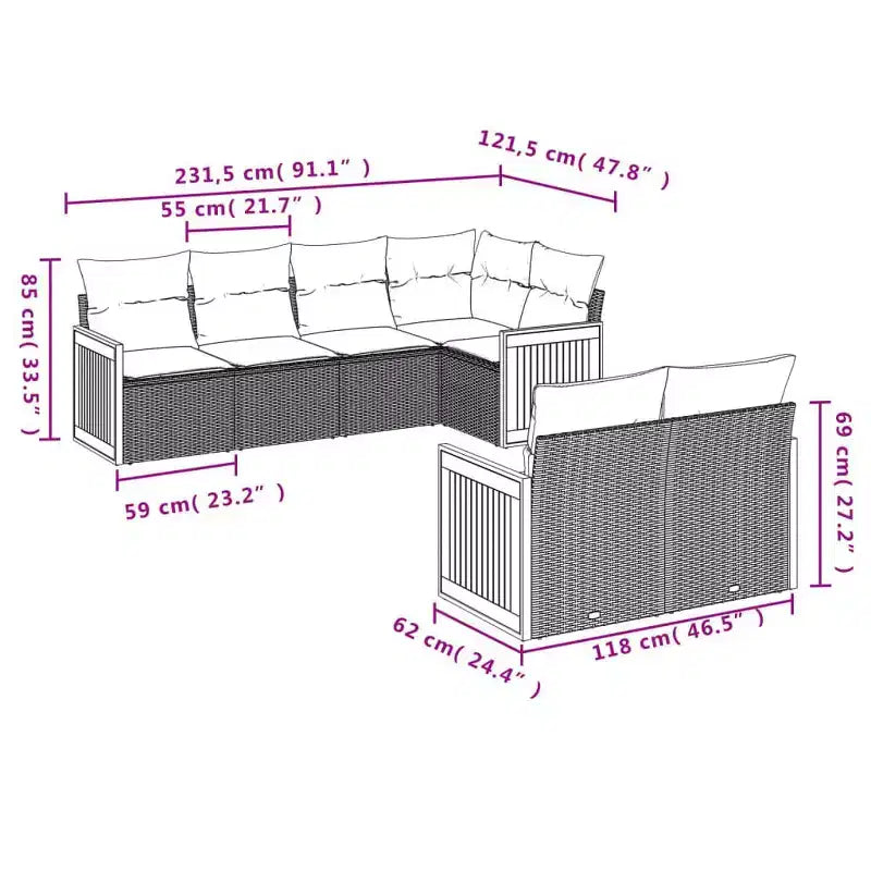 vidaXL Garden Sofa Set Beige PE wicker, Powder-Coated Steel, Polyester