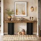 Lantine 63Table Console de Ferme avec Pieds Robustes, Console Étroite et Longue pour Canapé Derrière le Canapé pour Salon, Couloir, Marron Rustique et Noir