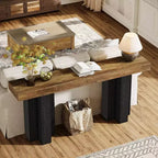 Lantine 63Table Console de Ferme avec Pieds Robustes, Console Étroite et Longue pour Canapé Derrière le Canapé pour Salon, Couloir, Marron Rustique et Noir