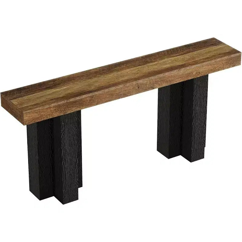 Lantine 63Table Console de Ferme avec Pieds Robustes, Console Étroite et Longue pour Canapé Derrière le Canapé pour Salon, Couloir, Marron Rustique et Noir