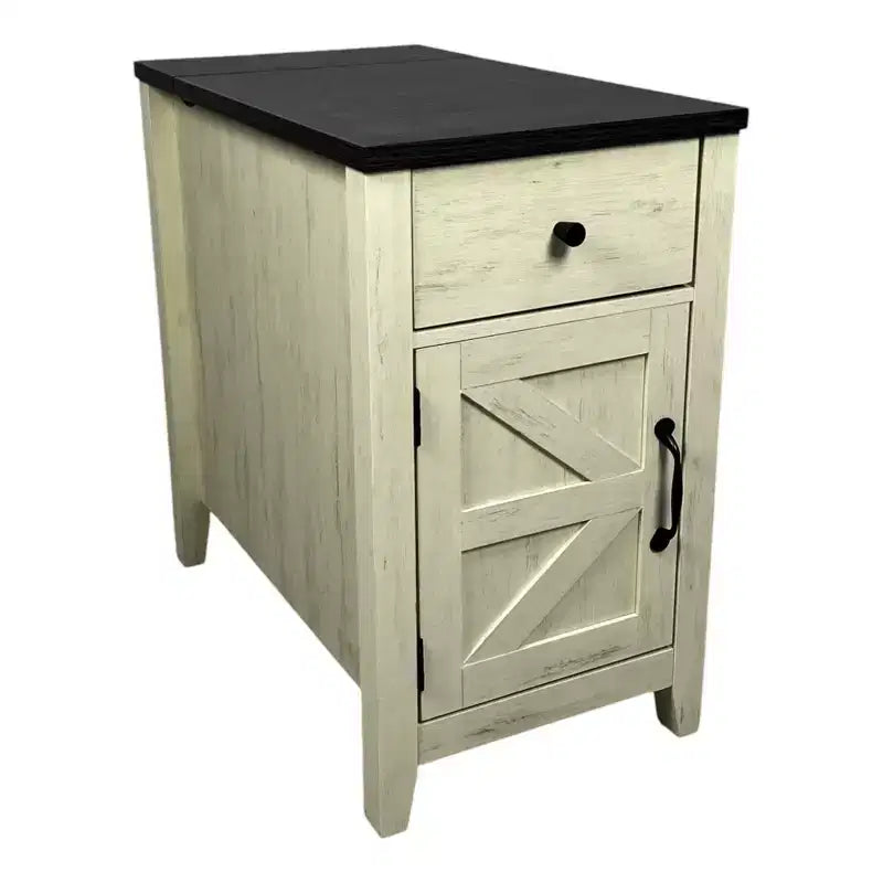 Table de chevet Homy Casa, table d'appoint de style rustique avec tiroir et placard à porte coulissante
