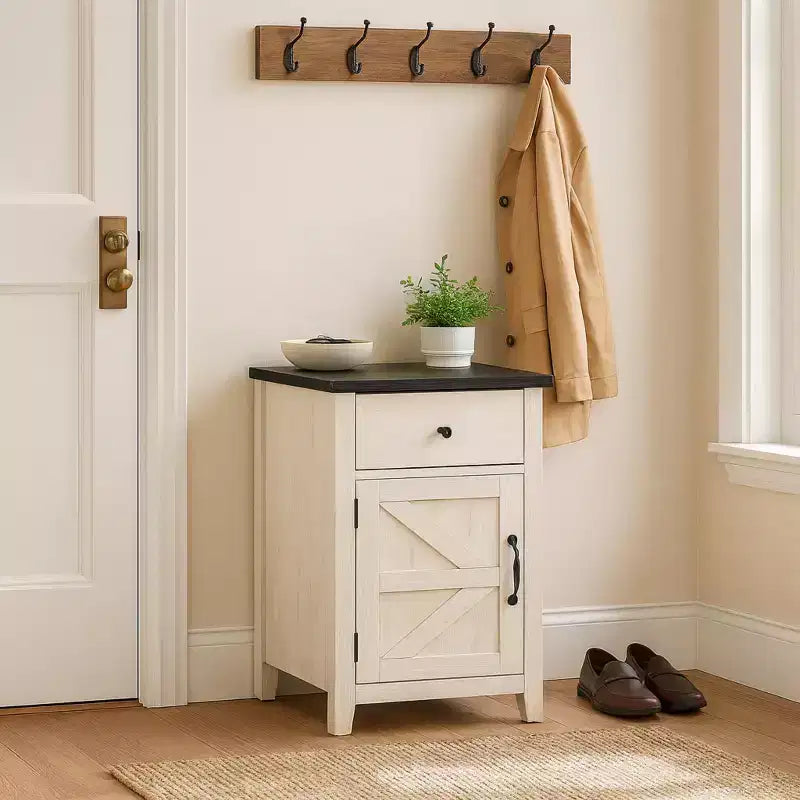 Table de chevet Homy Casa, table d'appoint de style rustique avec tiroir et placard à porte coulissante