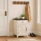 Table de chevet Homy Casa, table d'appoint de style rustique avec tiroir et placard à porte coulissante
