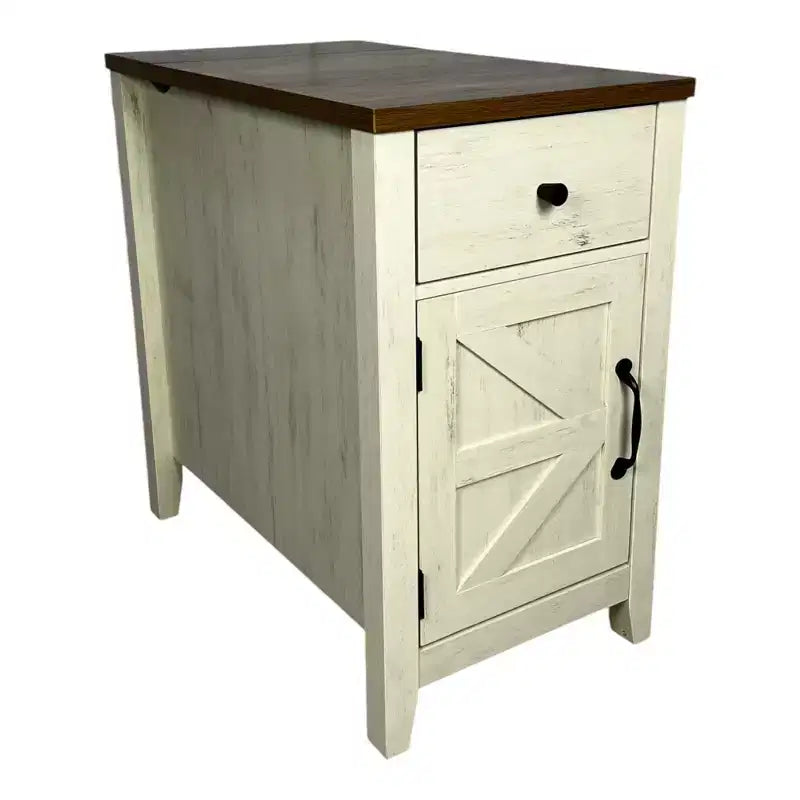 Table de chevet Homy Casa, table d'appoint de style rustique avec tiroir et placard à porte coulissante