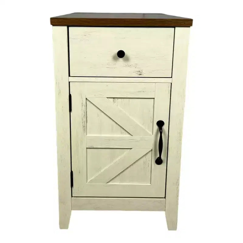 Table de chevet Homy Casa, table d'appoint de style rustique avec tiroir et placard à porte coulissante