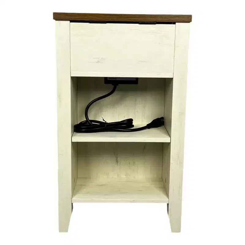 Table de chevet Homy Casa, table d'appoint de style rustique avec tiroir et placard à porte coulissante