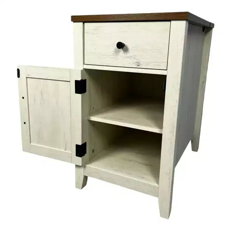 Table de chevet Homy Casa, table d'appoint de style rustique avec tiroir et placard à porte coulissante