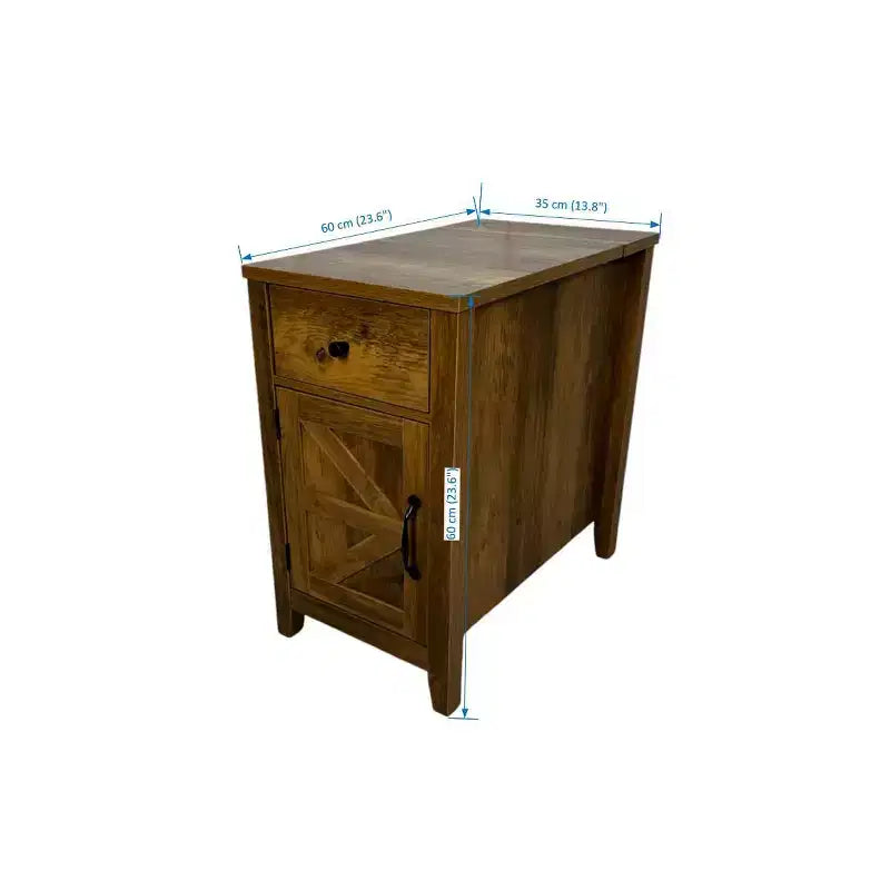 Table de chevet Homy Casa, table d'appoint de style rustique avec tiroir et placard à porte coulissante
