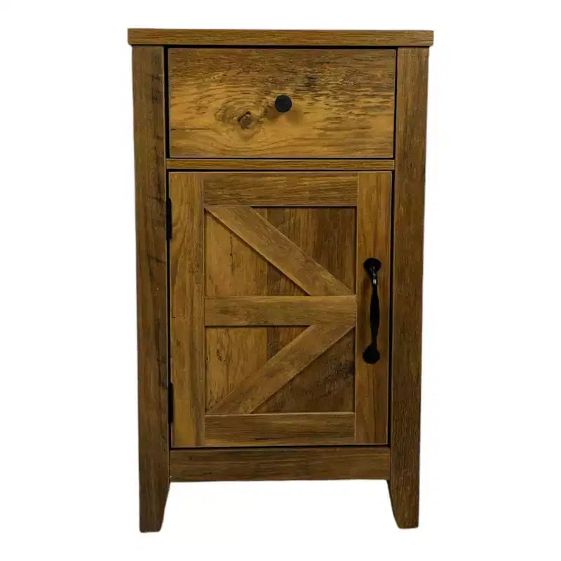 Table de chevet Homy Casa, table d'appoint de style rustique avec tiroir et placard à porte coulissante