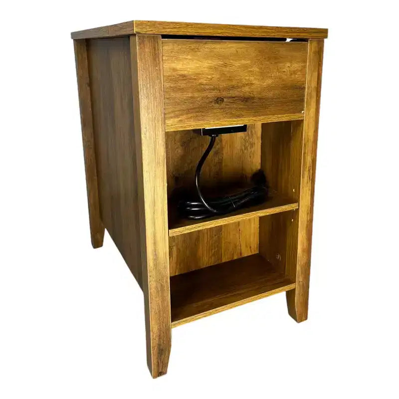 Table de chevet Homy Casa, table d'appoint de style rustique avec tiroir et placard à porte coulissante