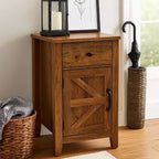 Table de chevet Homy Casa, table d'appoint de style rustique avec tiroir et placard à porte coulissante