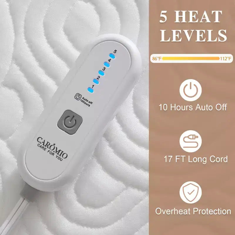 Surmatelas chauffant intégral GustoWave - Surmatelas à couche d'air, Chauffe-lit à poche profonde de 18 pouces, 137x190 cm