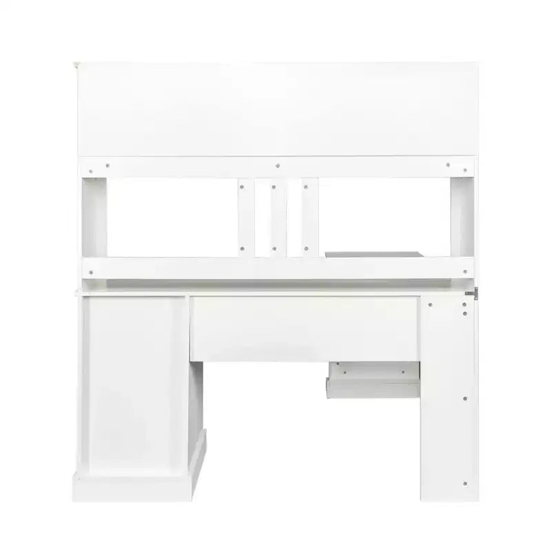 Okak 59.84IN Minimalism L Shaped Desk with Bookshelf, Standing Desk with 2 Drawers, Gaming Desk for Study, Reading Room, Office
