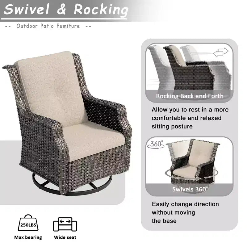 UPTIOT 7-Person Seating Group With Fire Pit And Cushions