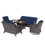 UPTIOT 7-Person Seating Group With Fire Pit And Cushions