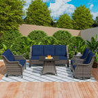 UPTIOT 7-Person Seating Group With Fire Pit And Cushions