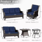 UPTIOT 7-Person Seating Group With Fire Pit And Cushions